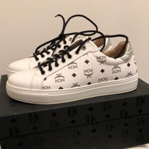 Pre owed MCM low top sneakers with silver snake
